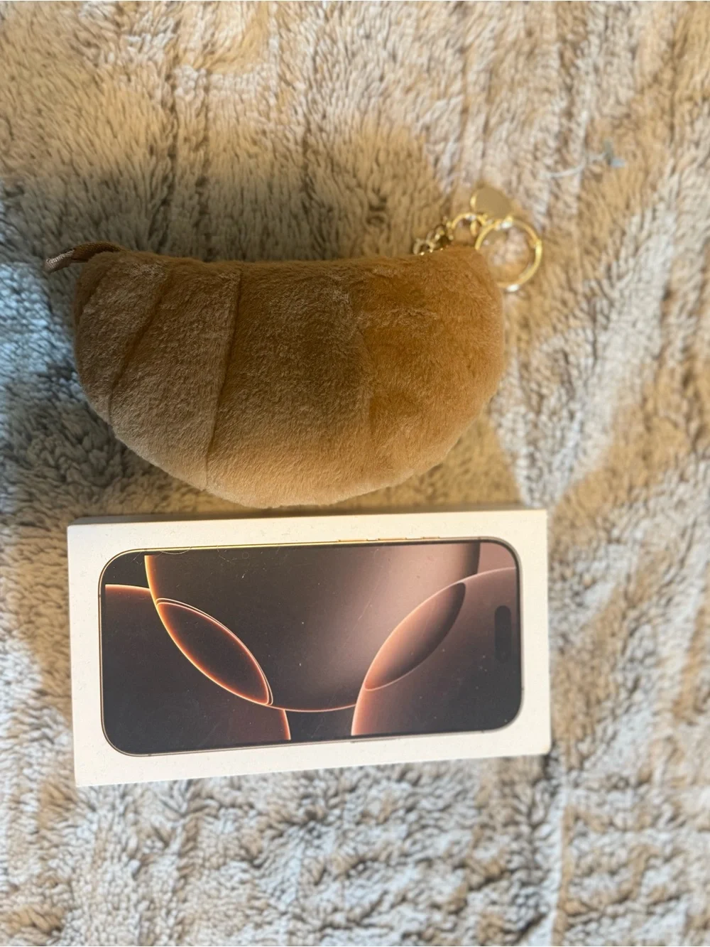 a new day Faux Fur Croissant Coin Pouch in Light Brown with Gold Keyring
